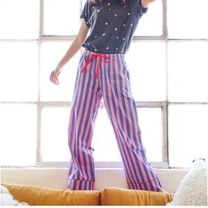 Ban.do pink and blue striped poplin cotton pajama pants, S
